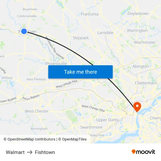 Walmart to Fishtown map