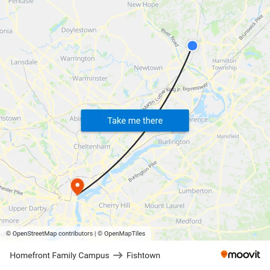Homefront Family Campus to Fishtown map