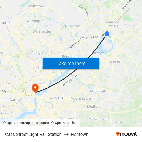 Cass Street Light Rail Station to Fishtown map