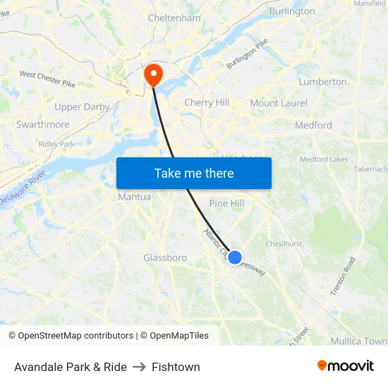 Avandale Park & Ride to Fishtown map
