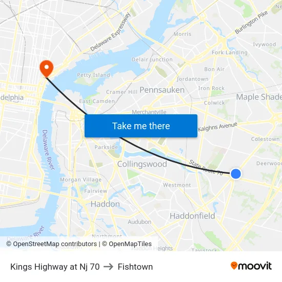 Kings Highway at Nj 70 to Fishtown map