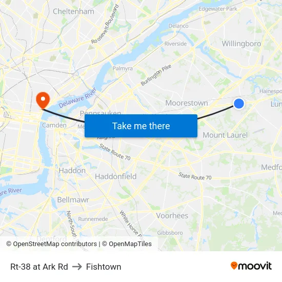 Rt-38 at Ark Rd to Fishtown map