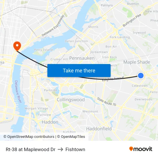 Rt-38 at Maplewood Dr to Fishtown map