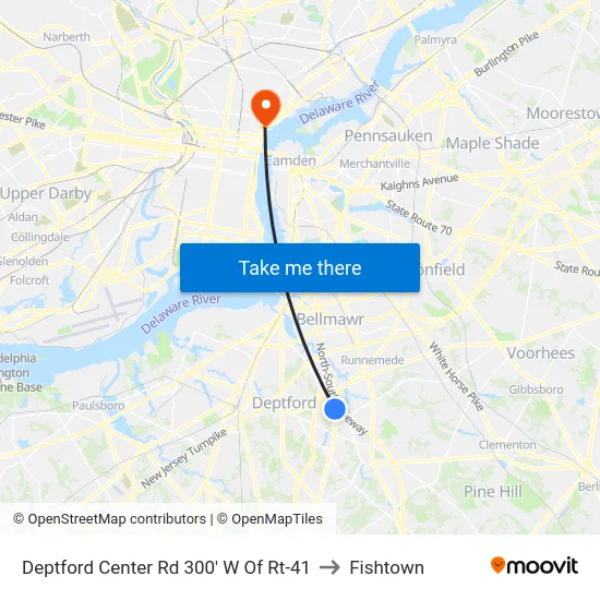 Deptford Center Rd 300' W Of Rt-41 to Fishtown map