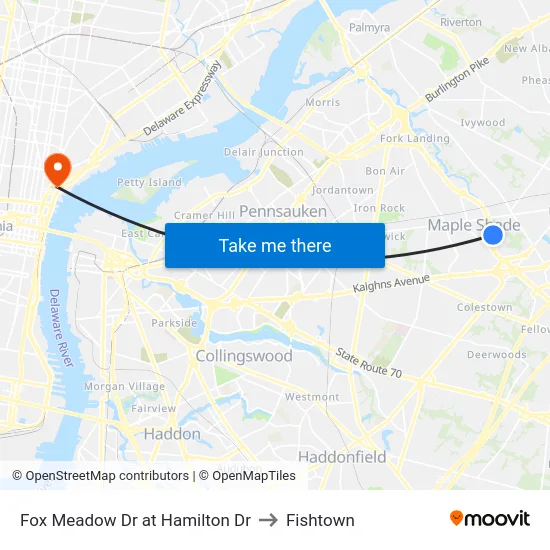 Fox Meadow Dr at Hamilton Dr to Fishtown map