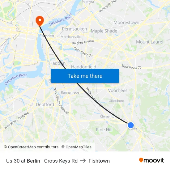 Us-30 at Berlin - Cross Keys Rd to Fishtown map