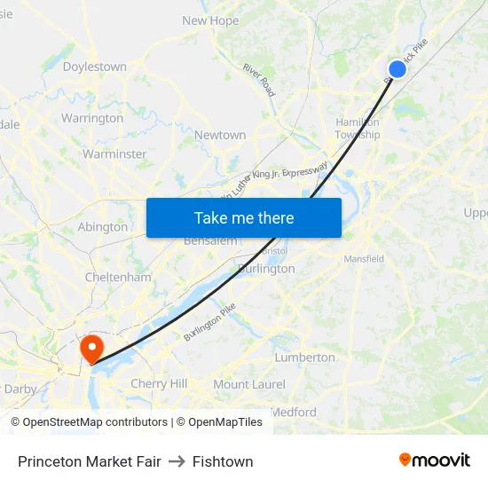 Princeton Market Fair to Fishtown map