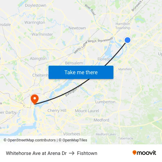 Whitehorse Ave at Arena Dr to Fishtown map