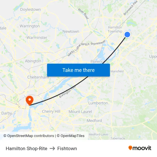 Hamilton Shop-Rite to Fishtown map