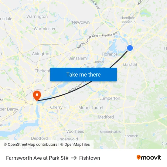 Farnsworth Ave at Park St# to Fishtown map