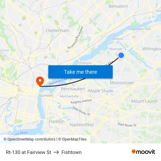 Rt-130 at Fairview St to Fishtown map