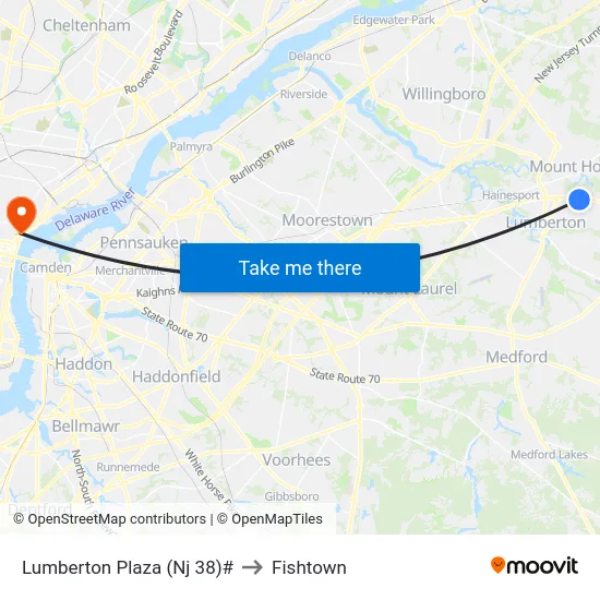 Lumberton Plaza (Nj 38)# to Fishtown map