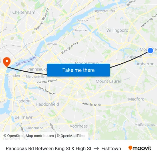 Rancocas Rd Between King St & High St to Fishtown map