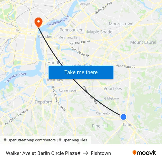 Walker Ave at Berlin Circle Plaza# to Fishtown map
