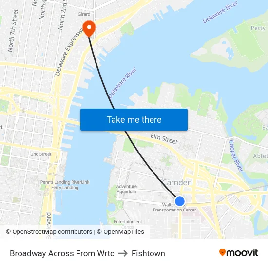 Broadway Across From Wrtc to Fishtown map