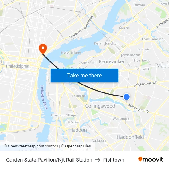 Garden State Pavilion/Njt Rail Station to Fishtown map