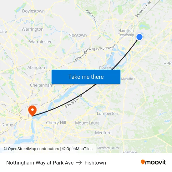 Nottingham Way at Park Ave to Fishtown map