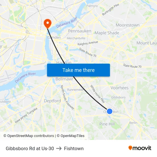 Gibbsboro Rd at Us-30 to Fishtown map