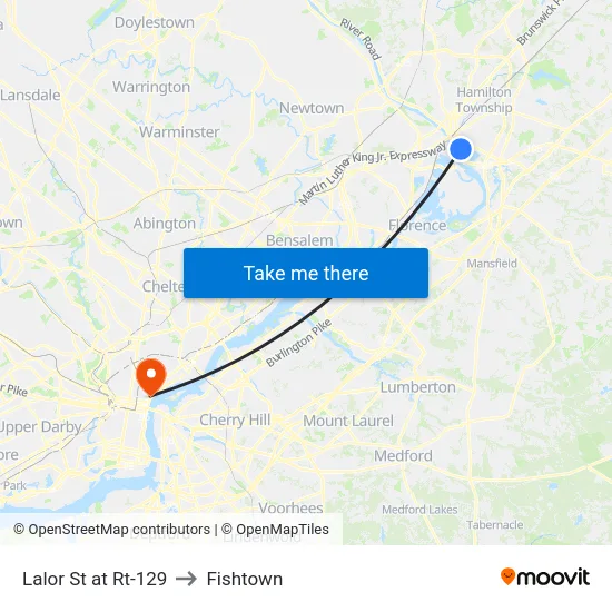 Lalor St at Rt-129 to Fishtown map