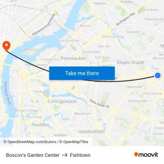 Boscov's Garden Center to Fishtown map