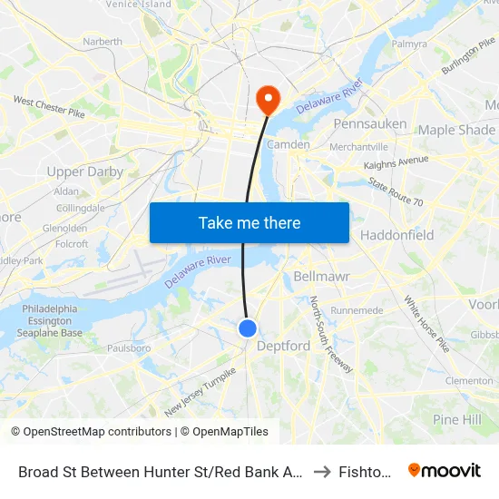 Broad St Between Hunter St/Red Bank Ave to Fishtown map