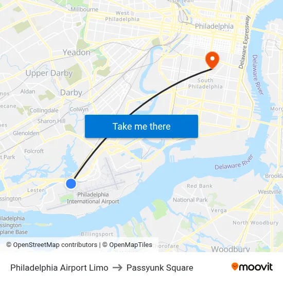 Philadelphia Airport Limo to Passyunk Square map