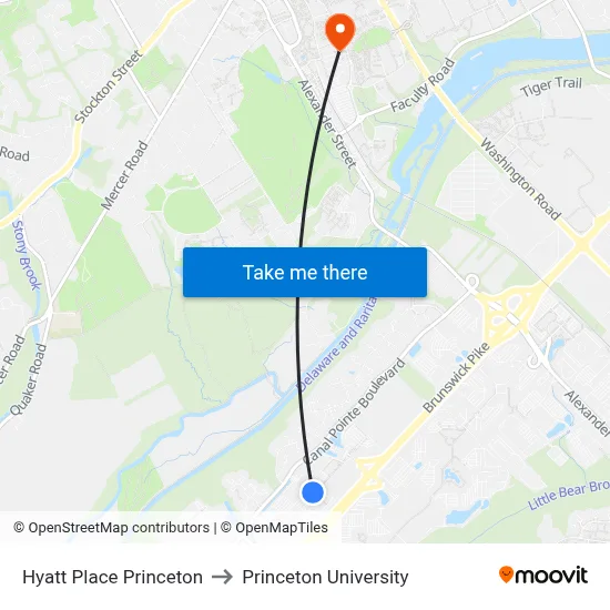 Hyatt Place Princeton to Princeton University map