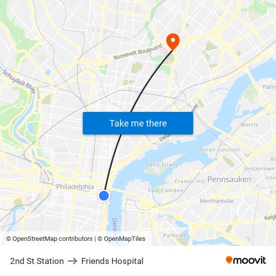 2nd St Station to Friends Hospital map