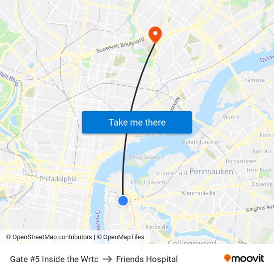 Gate #5 Inside the Wrtc to Friends Hospital map