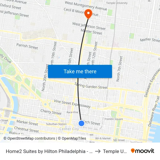 Home2 Suites by Hilton Philadelphia - Convention Center, Pa to Temple University map