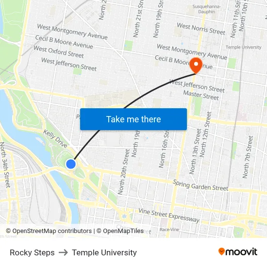 Rocky Steps to Temple University map
