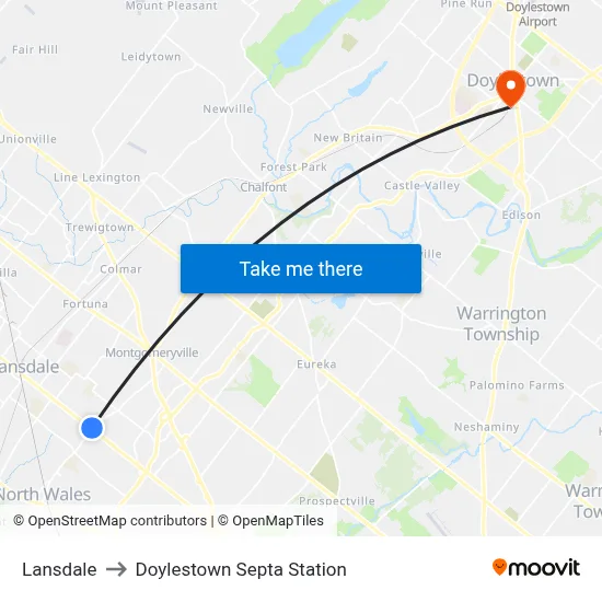 Lansdale to Doylestown Septa Station map