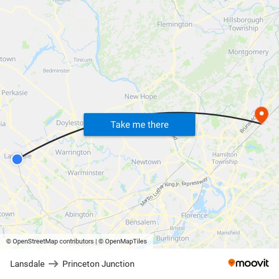 Lansdale to Princeton Junction map