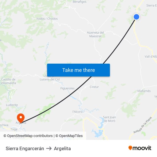Sierra Engarcerán to Argelita map