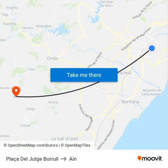 Plaça Del Jutge Borrull to Aín map