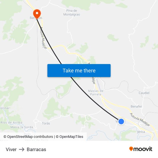 Viver to Barracas map