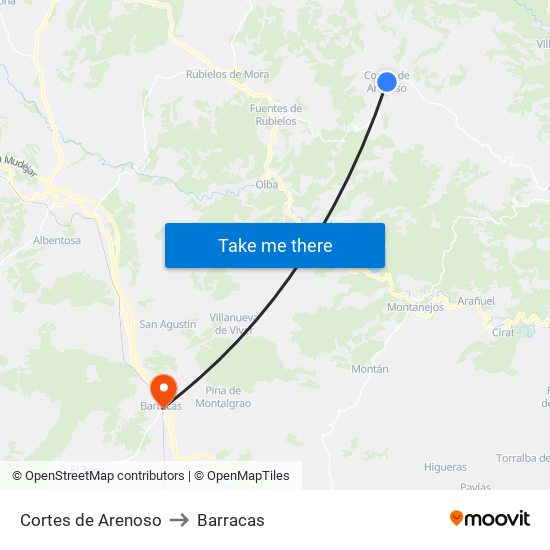 Cortes de Arenoso to Barracas map