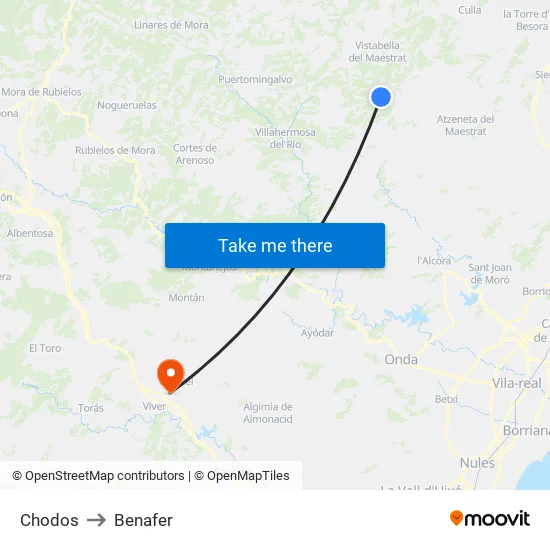 Chodos to Benafer map
