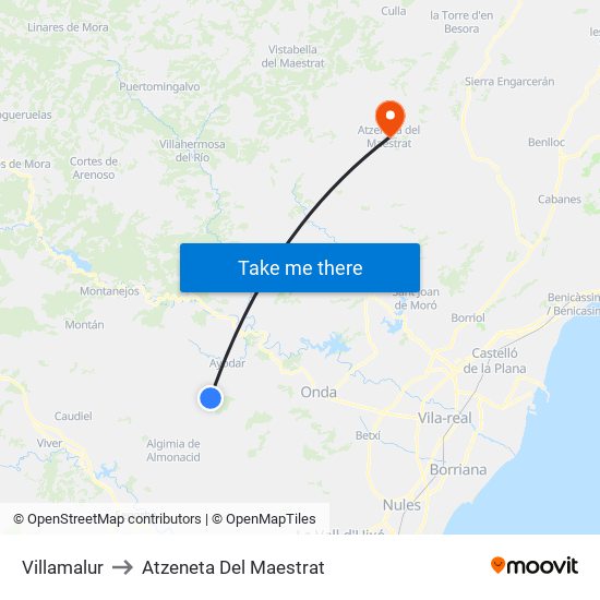 Villamalur to Atzeneta Del Maestrat map