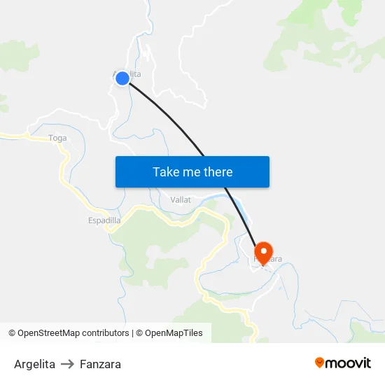 Argelita to Fanzara map