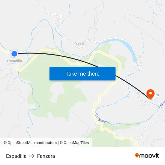 Espadilla to Fanzara map