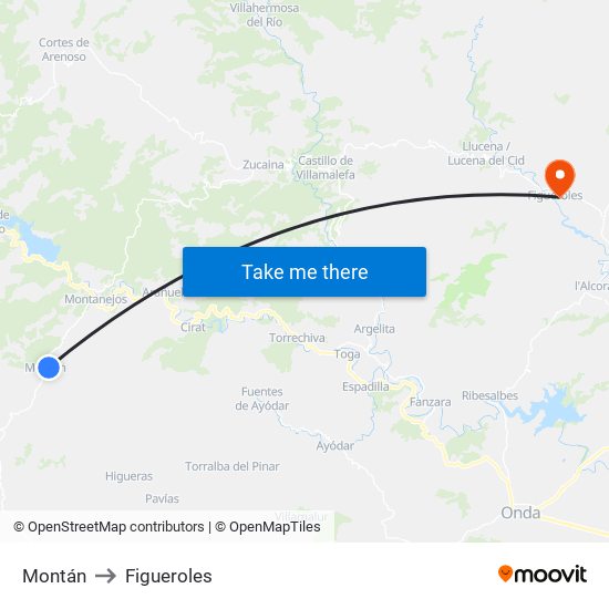 Montán to Figueroles map