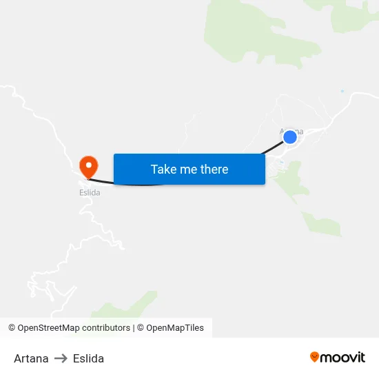 Artana to Eslida map