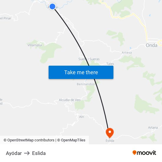 Ayódar to Eslida map