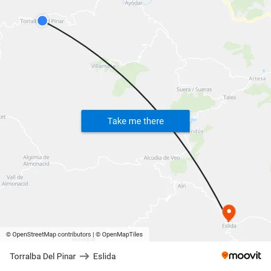 Torralba Del Pinar to Eslida map