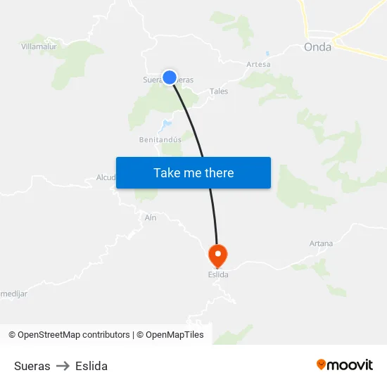 Sueras to Eslida map