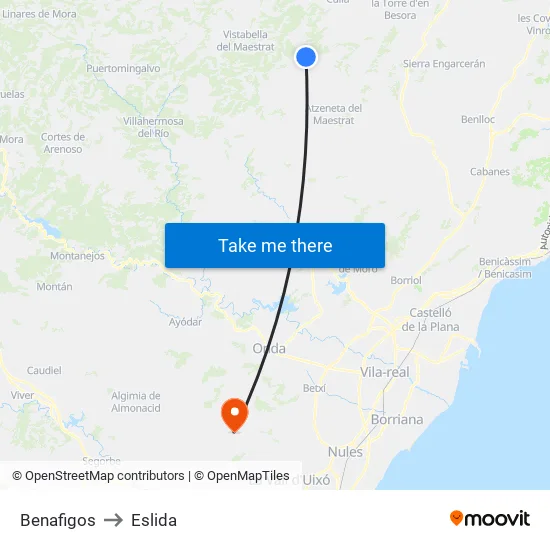Benafigos to Eslida map