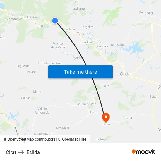 Cirat to Eslida map