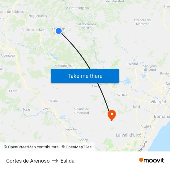 Cortes de Arenoso to Eslida map