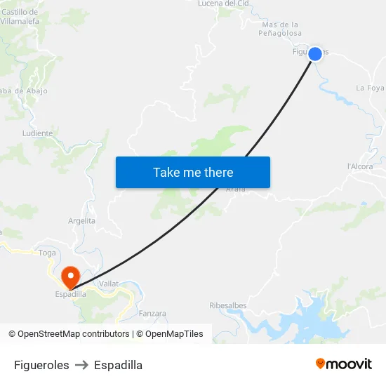 Figueroles to Espadilla map